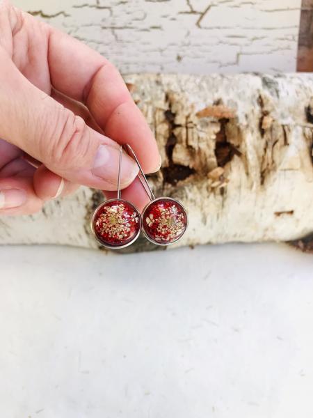 Queen Anne’s lace red earrings picture