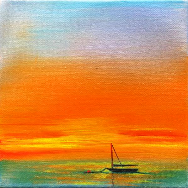 Sunset Sail, framed