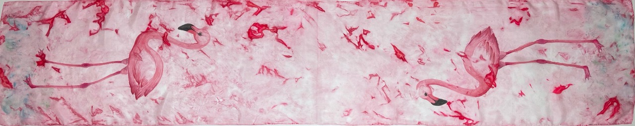 &ldquo;Flamingo Twins&rdquo; Silk Scarf picture