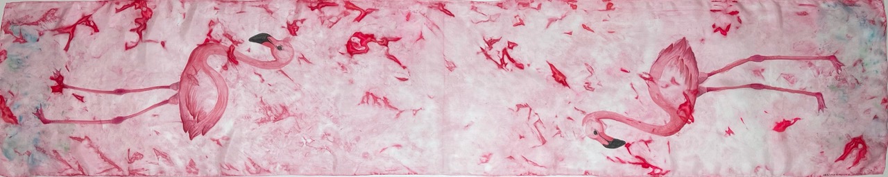 “Flamingo Twins” Silk Scarf picture