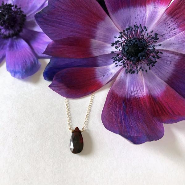 Garnet & Gold Drop Necklace