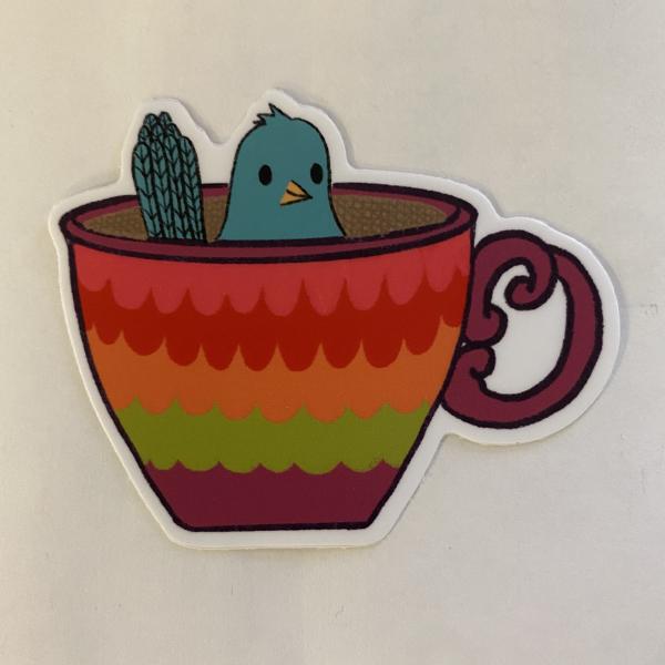 Teacup Bird Vinyl Sticker picture