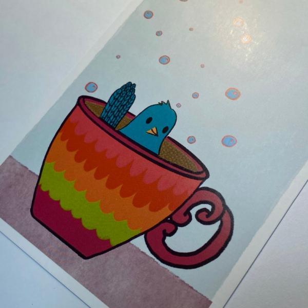 Teacup Bird Postcard picture