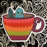 Teacup Bird Vinyl Sticker