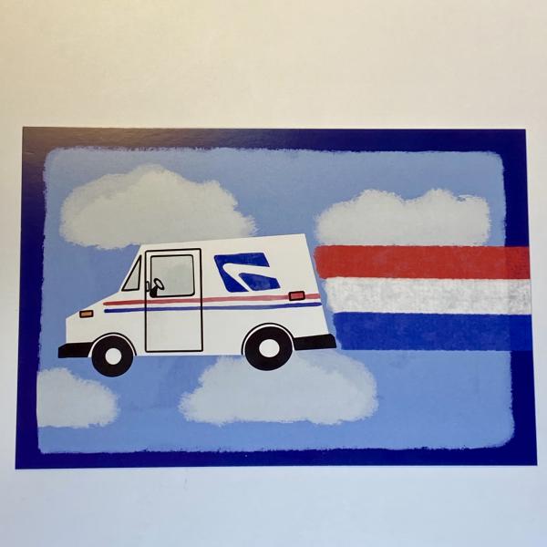 Flying Mail Truck Postcard picture