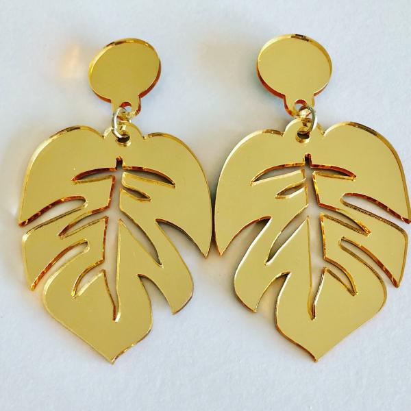 Acrylic Monstera Leaf Earrings picture