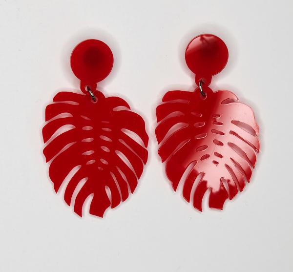 Acrylic Monstera Leaf Earrings picture