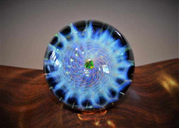 Macassar Ebony Spirit Bird with 3" Sahasrara Glass Sphere. 23" B1687 picture
