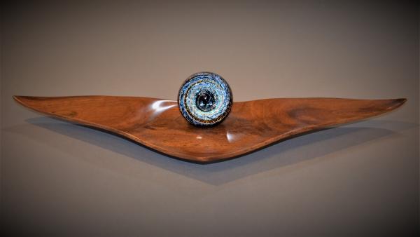 Brazilian Rosewood Spirit Bird with 3" Artisan Sphere. B1976