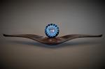 Macassar Ebony Spirit Bird with 3" Sahasrara Glass Sphere. 23" B1687