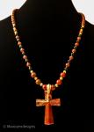 Handcrafted Necklace of Rainbow Jasper Beads with Natural Rainbow Jasper Cross