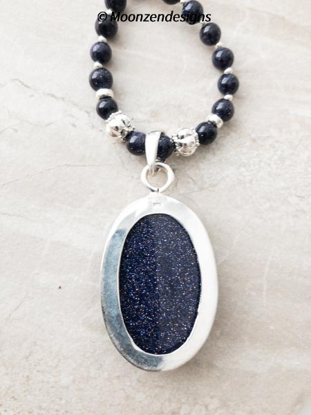 Blue Goldstone Beaded Necklace picture