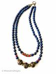 Double Strand Lapis Lazuli Necklace with Tibetan Beads