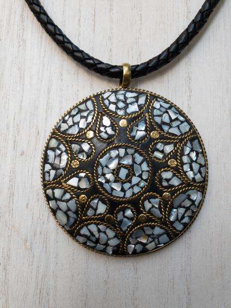 Tibetan pendant with black leather cord picture