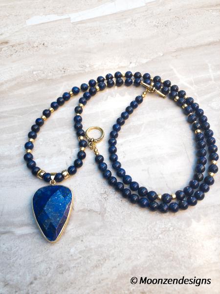 Lapis Lazuli Arrow Pendant Necklace and Beads picture