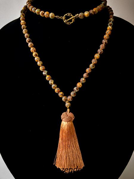 Mala style necklace with Tibetan Dzi beads picture