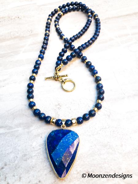 Lapis Lazuli Arrow Pendant Necklace and Beads picture