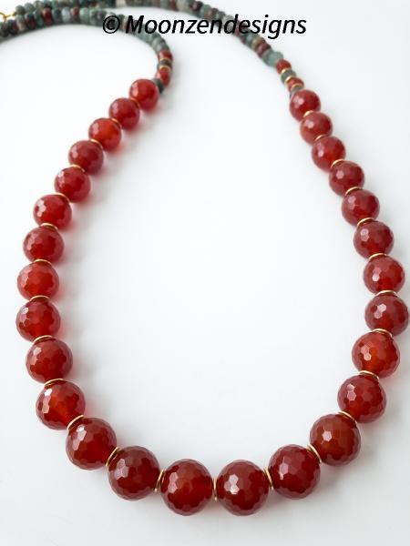 Handcrafted Necklace Faceted Carnelian Beads Indian Agate Rondelle picture