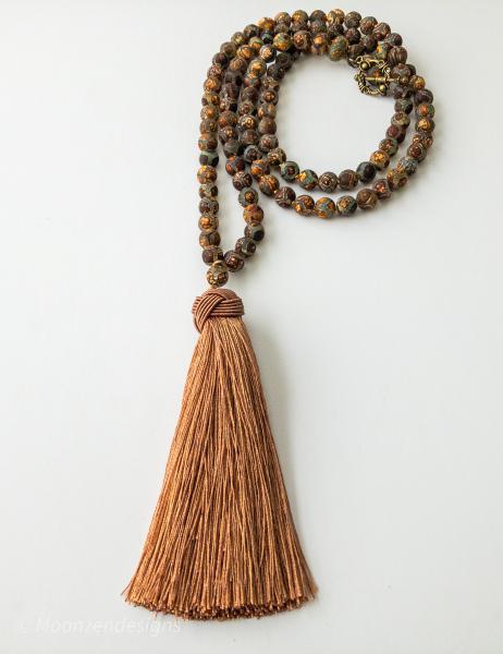 Mala style necklace with Tibetan Dzi beads picture