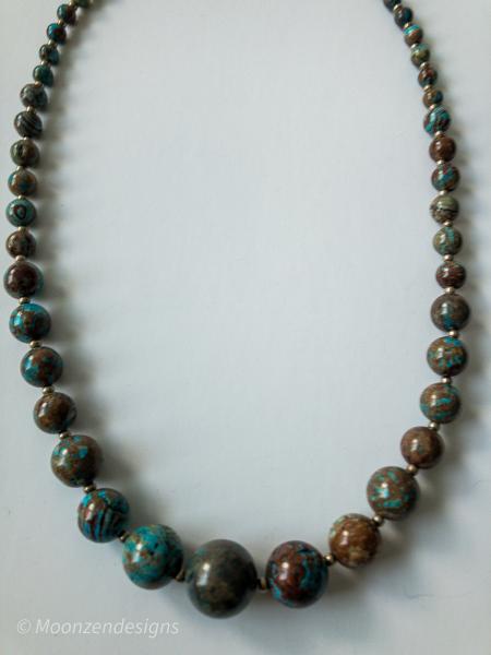Turquoise Calsilica Graduated Gemstone Beaded Necklace picture