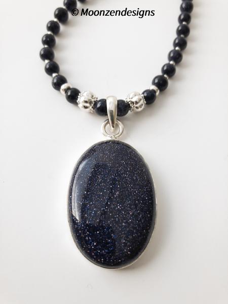 Blue Goldstone Beaded Necklace picture