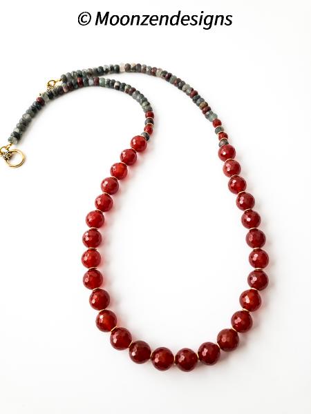 Handcrafted Necklace Faceted Carnelian Beads Indian Agate Rondelle
