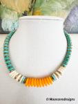 Howlite and Amber Handmade Beaded Necklace
