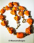 Large Orange Turquoise Nugget Necklace