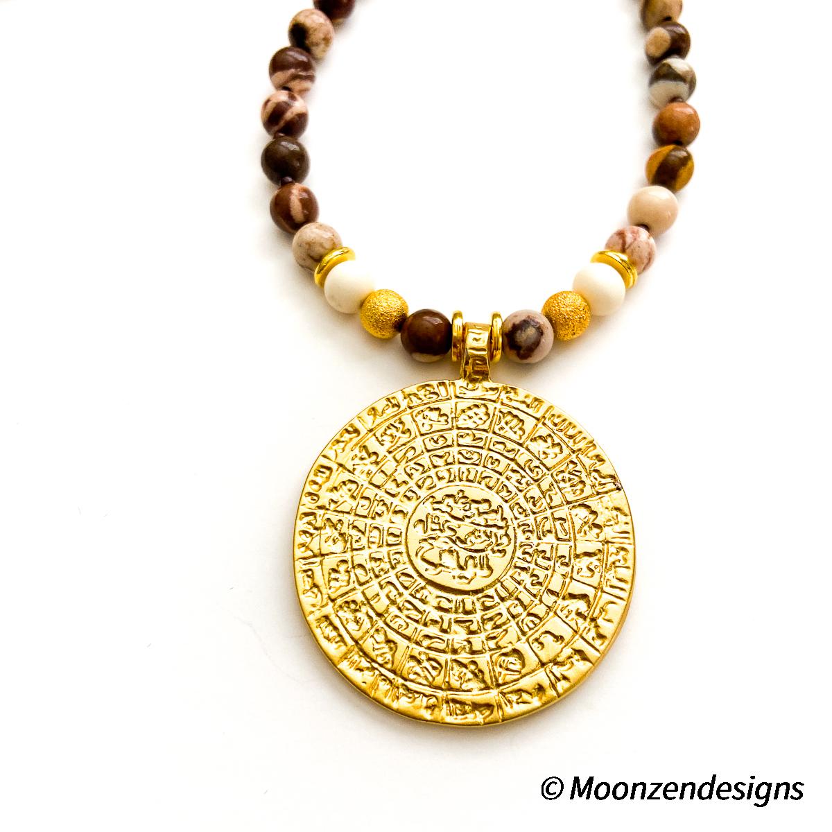 Jasper beaded necklace with tribal pendant picture