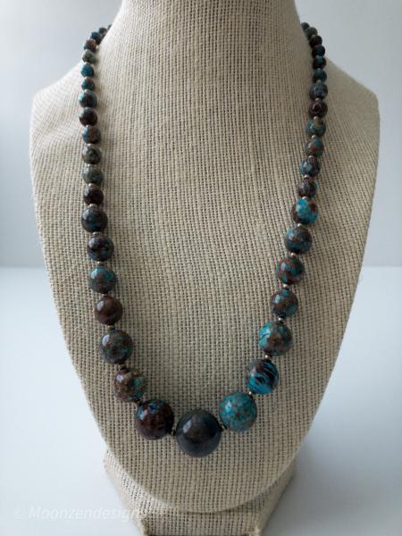 Turquoise Calsilica Graduated Gemstone Beaded Necklace picture