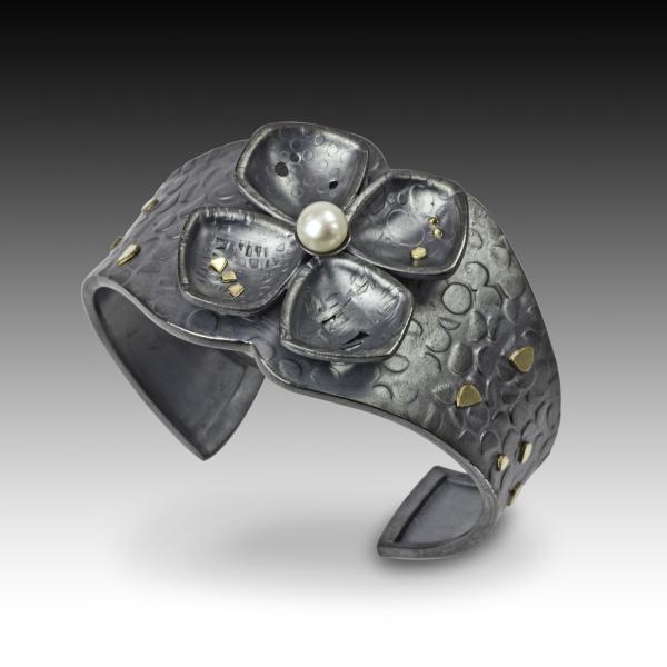 Oxidized Silver Flower Cuff picture