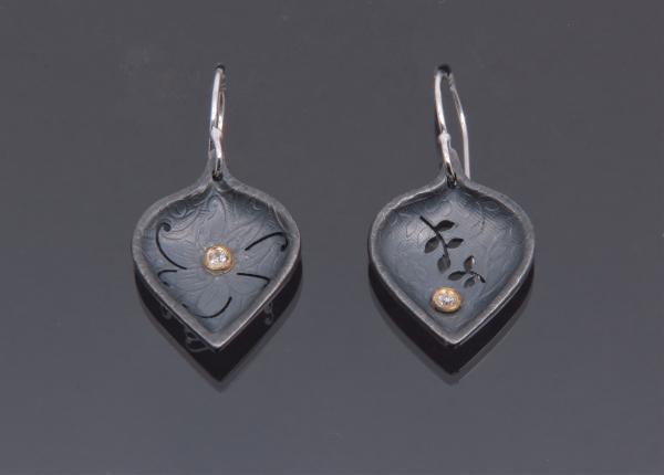 Small Oxidized Leaf Earrings picture