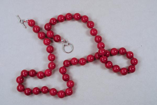 Large Bead "Red Fossil" Necklace 22" picture