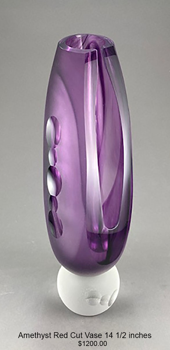 cut vase, amethyst red on ball