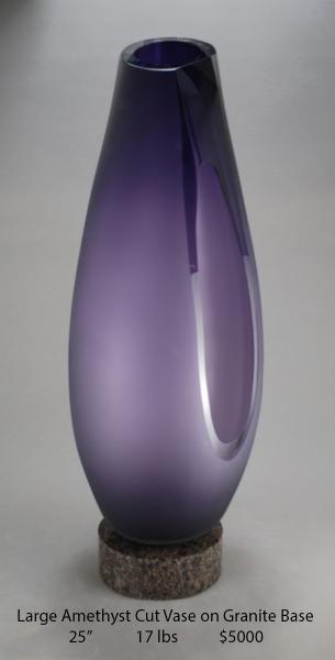 Large Amethyst Cut Vase on Granite Base picture