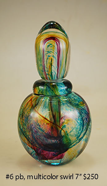 Perfume Bottle, Multicolor Swirl. round