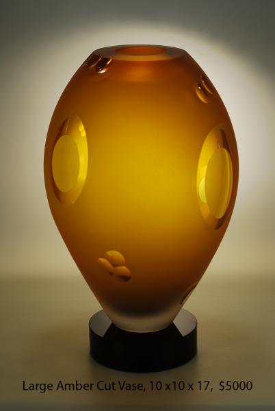 Large Amber Cut Vase picture