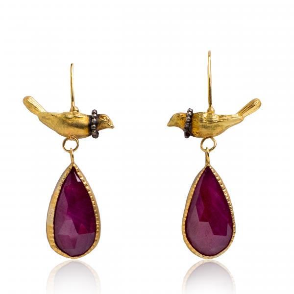 18kt Gold Wire Bird Earrings picture