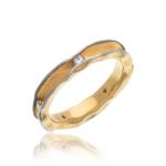 18kt Gold Round Ring with 14kt White Gold Edge and Diamonds