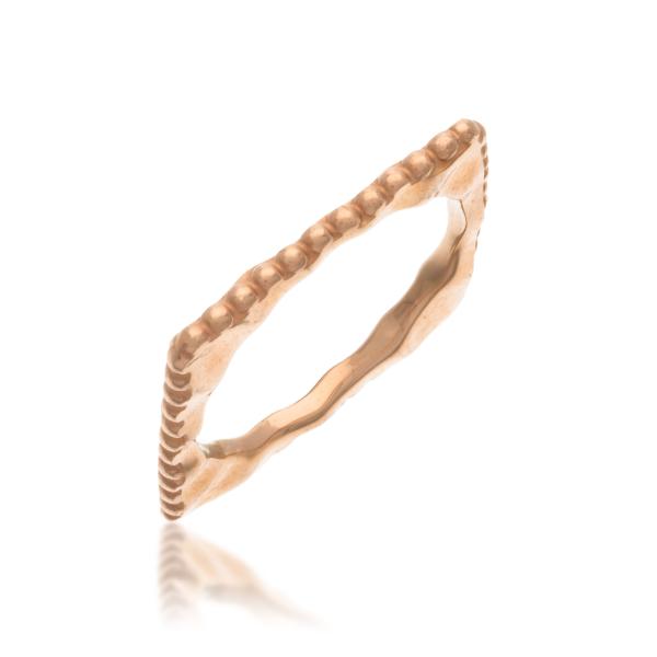 14kt Pink Gold Square Beaded Band