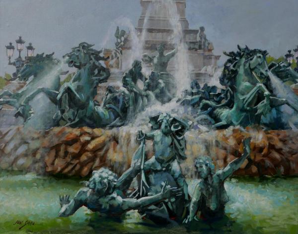 Fountain in Bourdeaux - 24x30 Original Oil