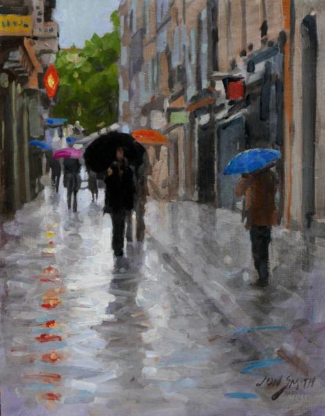 Rainy Street in Aix - 11x14 Original Oil picture