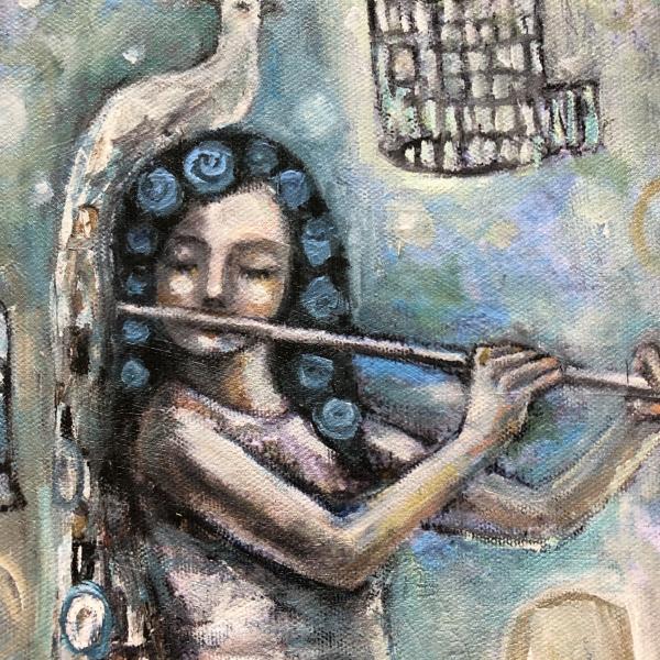Flute player(gallery wrapped stretched canvas print) picture