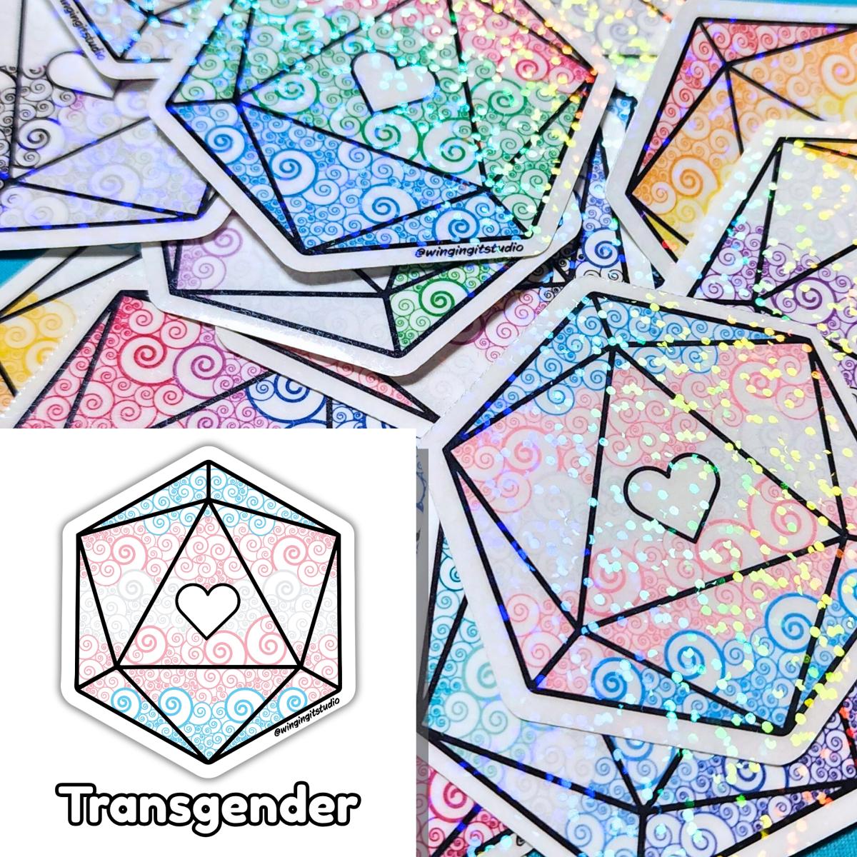 Trans Sticker, D20 Sticker, LGBTQIA+ Sticker, DND, Pride Sticker picture