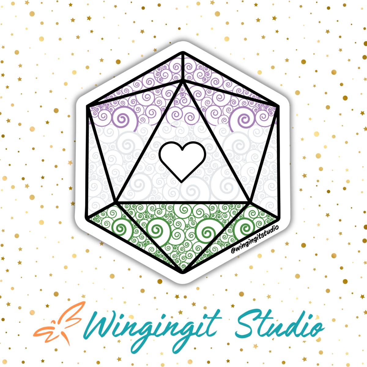 Genderqueer Sticker, D20 Sticker, LGBTQIA+ Sticker, DND, Pride Sticker picture