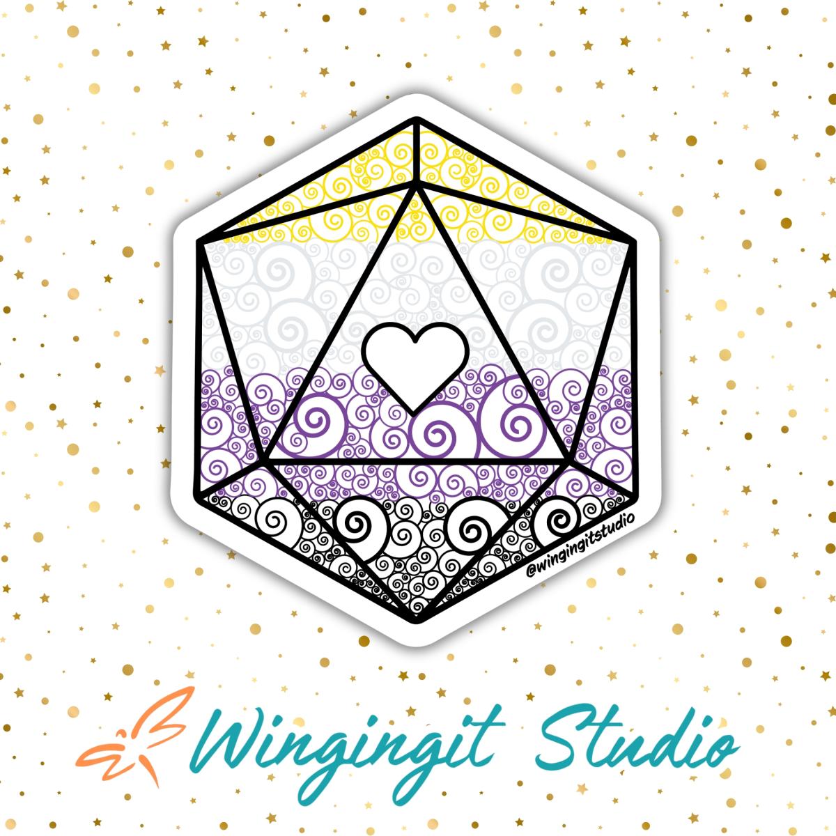 Nonbinary Sticker, D20 Sticker, LGBTQIA+ Sticker, DND, Pride Sticker picture