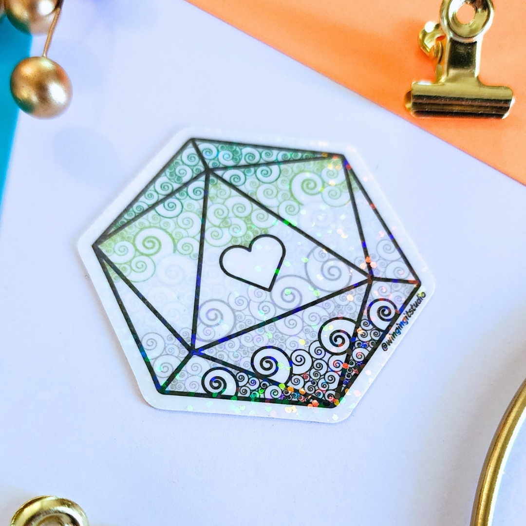 Aromantic Sticker, D20 Sticker, LGBTQIA+ Sticker, DND, Pride Sticker picture