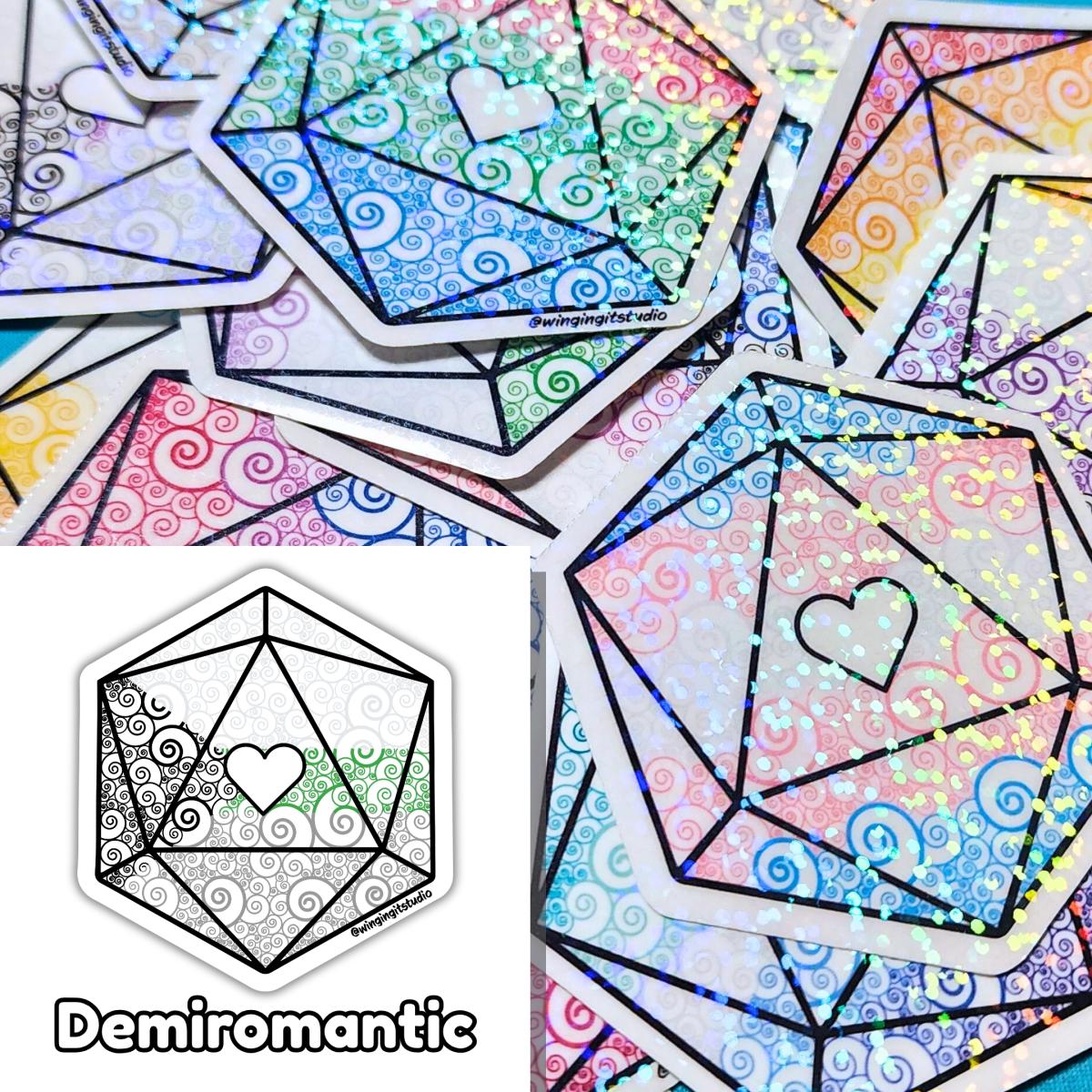 Demiromantic Sticker, D20 Sticker, LGBTQIA+ Sticker, DND, Pride Sticker picture