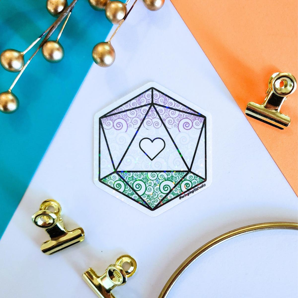 Genderqueer Sticker, D20 Sticker, LGBTQIA+ Sticker, DND, Pride Sticker picture