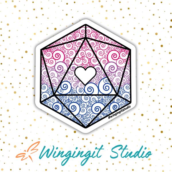 Bisexual Sticker, D20 Sticker, LGBTQIA+ Sticker, DND, Pride Sticker
